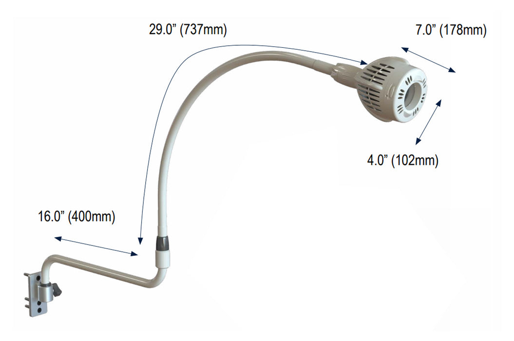 Wall Mount Gleamer LED Procedure Light w/ Extension Arm