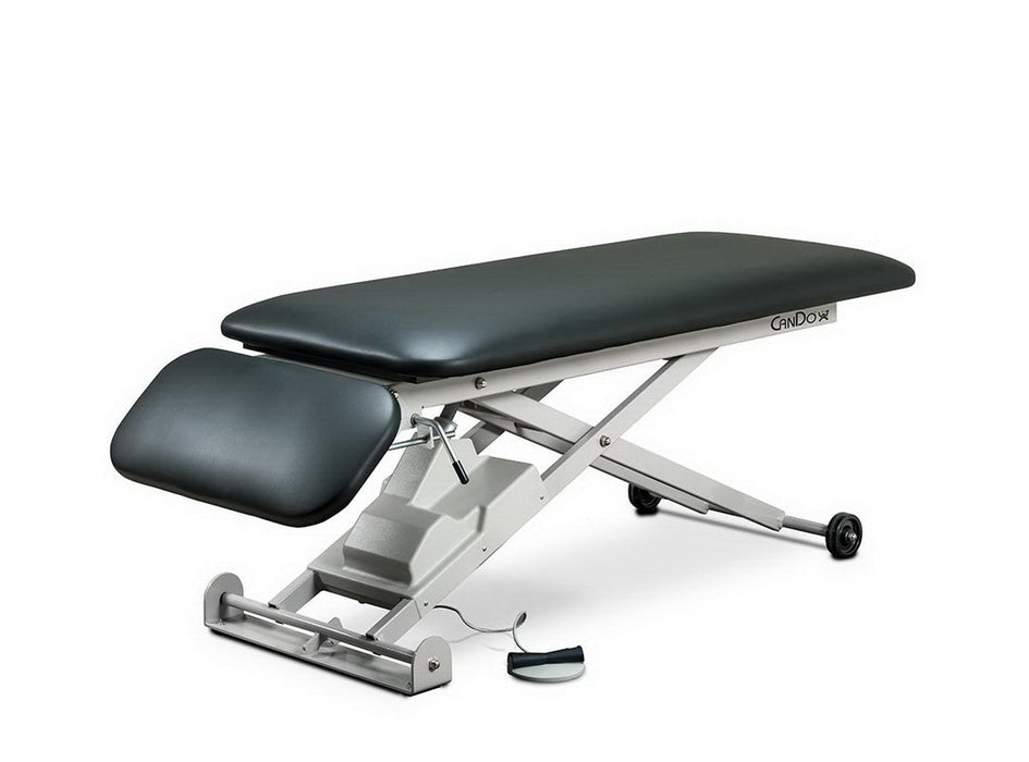 Hi-Lo Power Treatment Table. Flat Top w/ Drop Section & Casters