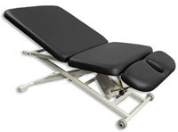 Hi-Lo Power Treatment Table w/ Adjustable Backrest, Drop Section & Casters [Black Upholstery]