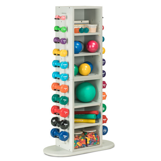 Weight Storage Slim Vanguard Kiosk w/ 10 Dumbbells (1 to 10 lbs. 1/ea) for Physical Therapy