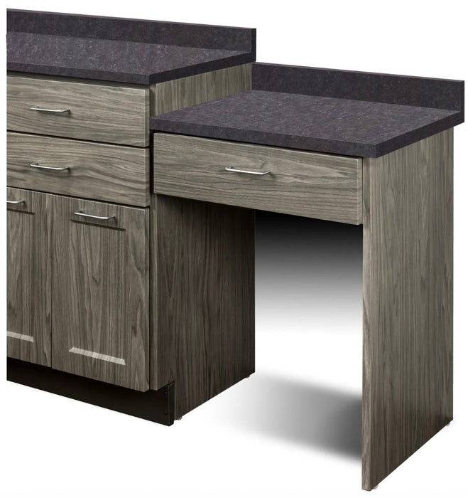 Wall Mount Desk w/ 1 Leg & 1 Drawer. Fashion Finish w/ Post Form Countertop
