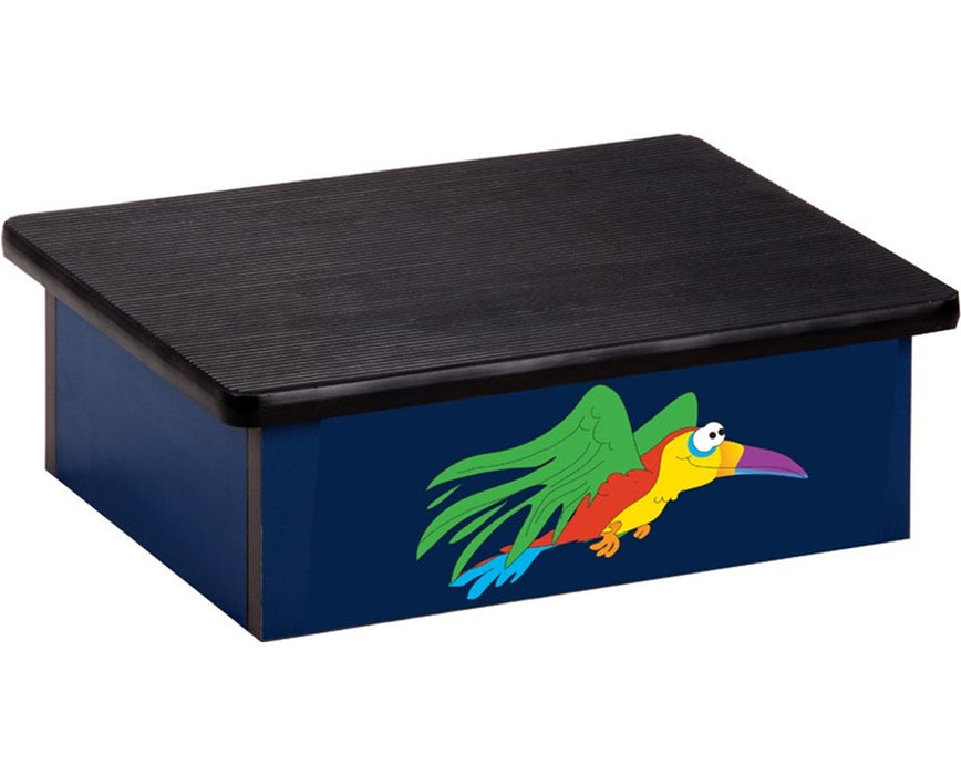 Pediatric Laminate Step Stool Blue Rainforest Parrot