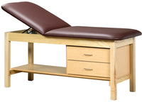 Classic Treatment Table w/ Adjustable Back, Drawers & Shelf (Bariatric Option) [Natural Finish]