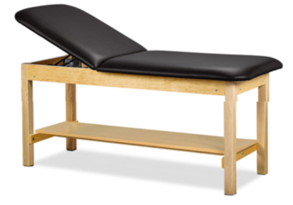 Classic Treatment Table w/ Shelf & Adjustable Back. 72"L x 24"W. 500 lbs Capacity [Natural Finish]