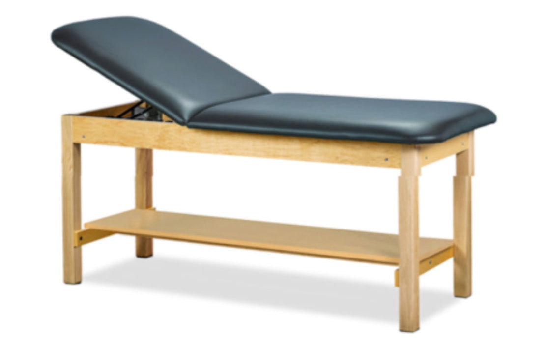 Classic Treatment Table w/ Shelf & Adjustable Back. 72"L x 27"W. 500 lbs Capacity [Natural Finish]