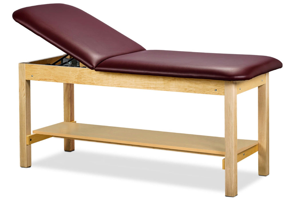 Classic Treatment Table w/ Shelf & Adjustable Back. 72"L x 30"W. 500 lbs Capacity [Natural Finish]