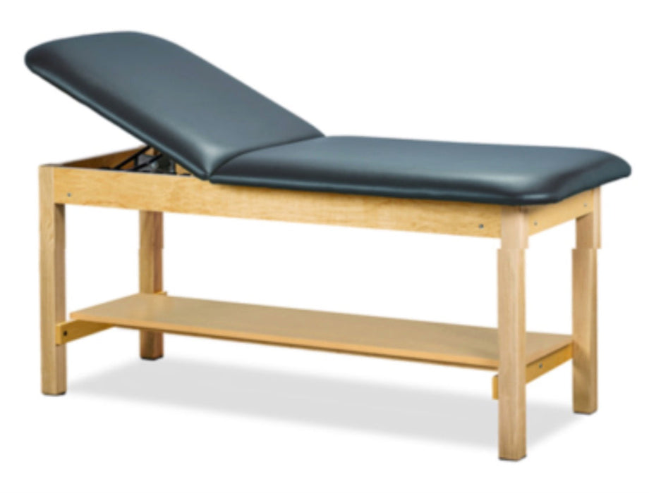 Classic Treatment Table w/ Shelf & Adjustable Back. 78"L x 30"W. 500 lbs Capacity [Natural Finish]