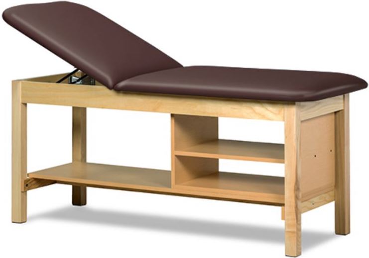 Classic Treatment Table w/ Shelving & Adjustable Back. 72"L x 27"W