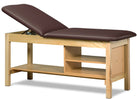 Classic Treatment Table w/ Shelving & Adjustable Back (400-500lbs Capacity Option) [Natural Finish]