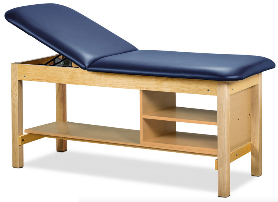 Classic Treatment Table w/ Shelving & Adjustable Back (400-500lbs Capacity Option) [Natural Finish]