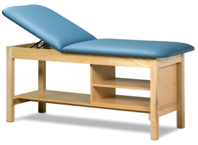 Classic Treatment Table w/ Shelving & Adjustable Back. 500 lbs Capacity. 72"L x 30"W [Natural Finish]