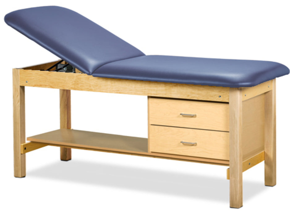 Classic Treatment Table w/ Drawers, Shelf & Adjustable Back. 72"L x 27"W. 500 lbs Capacity [Natural Finish]