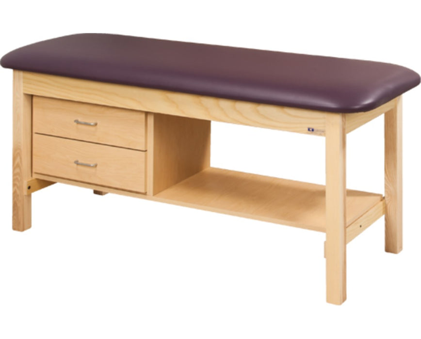 Flat Top Classic Treatment Table with Shelf & Two Drawers 30" Wide