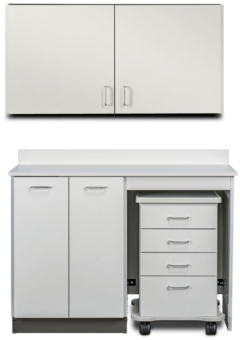 Wall & Base Cabinet Package w/ Mobile Cart-Mate on Right. 48"W