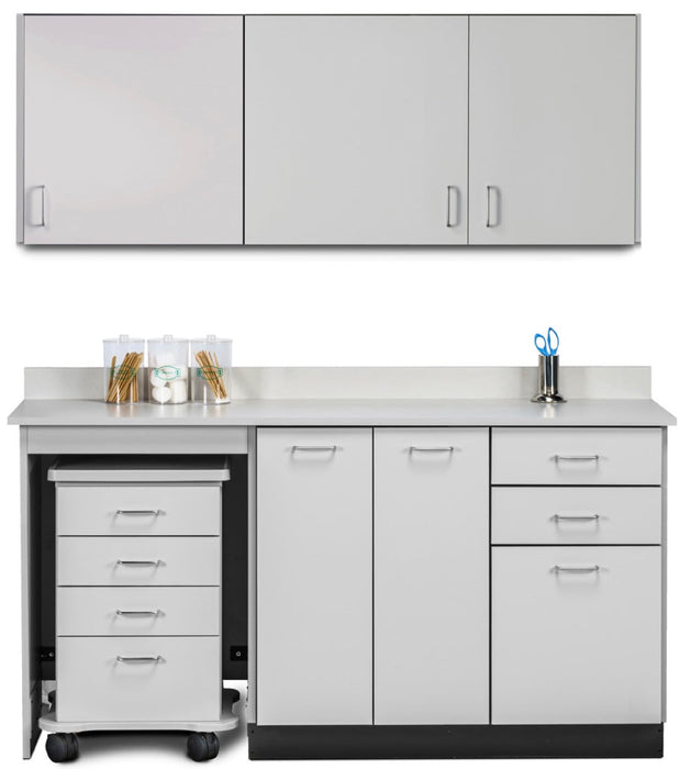 Wall & Base Cabinet Package w/ Mobile Cart-Mate on Left. 66"W. Double Doors in Center