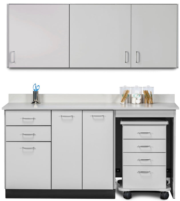 Wall & Base Cabinet Package w/ Mobile Cart-Mate on Right. 66"W. Double Doors in Center