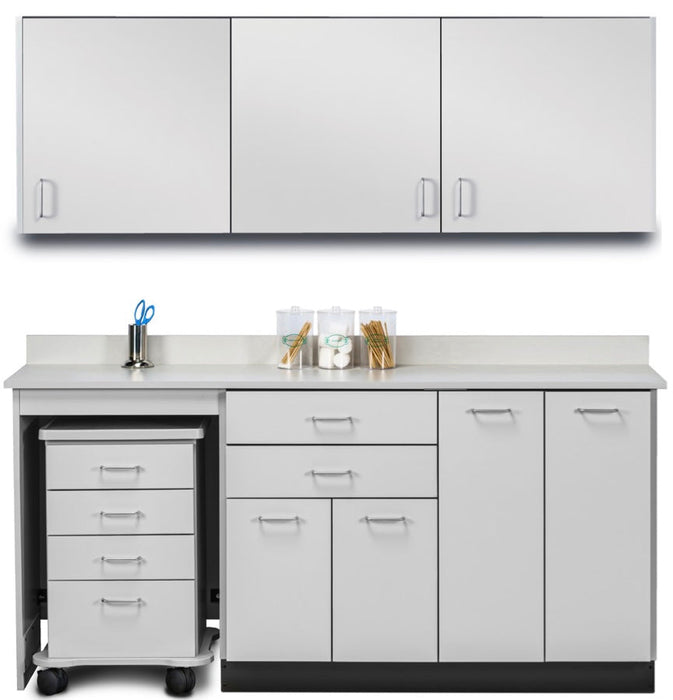 Wall & Base Cabinet Package w/ Mobile Cart-Mate on Right. 66"W. Double Doors on Left