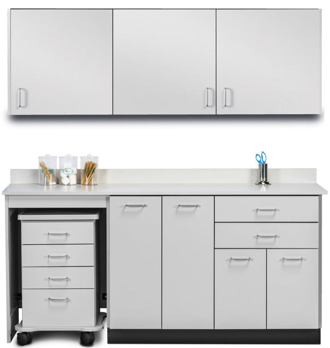 Wall & Base Cabinet Package w/ Mobile Cart-Mate on Left. 72"W. Double Doors in Center