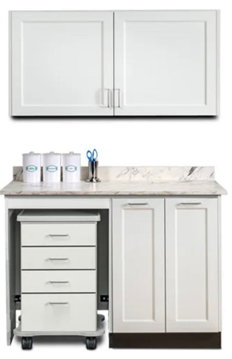 Wall & Base Cabinet Package w/ Mobile Cart-Mate on Left. 48"W. Fashion Finish