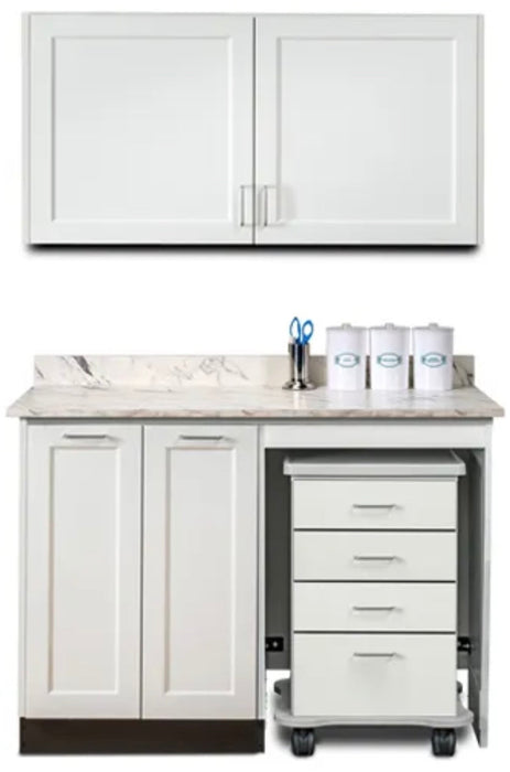 Wall & Base Cabinet Package w/ Mobile Cart-Mate on Right. 48"W. Fashion Finish