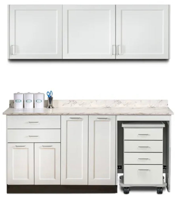 Wall & Base Cabinet Package w/ Mobile Cart-Mate on Right. 72"W. Double Doors in Center. Fashion Finish