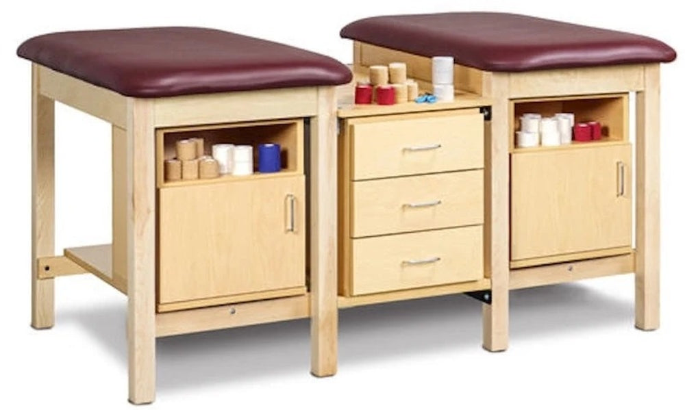 Sports Classic 2-Seat Taping Treatment Station w/ Shelf & Tier Storage