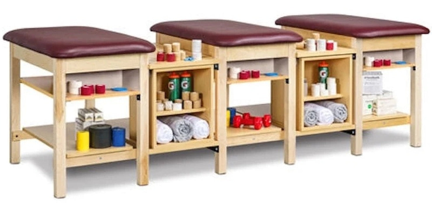 Sports Classic 3-Seat Taping Treatment Station w/ Shelf & Tier Storage