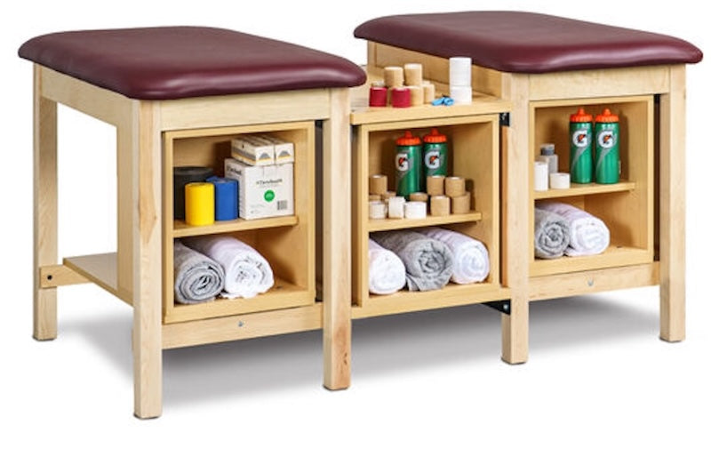 Sports Classic 2-Seat Taping Treatment Station w/ Tier Shelf Storage