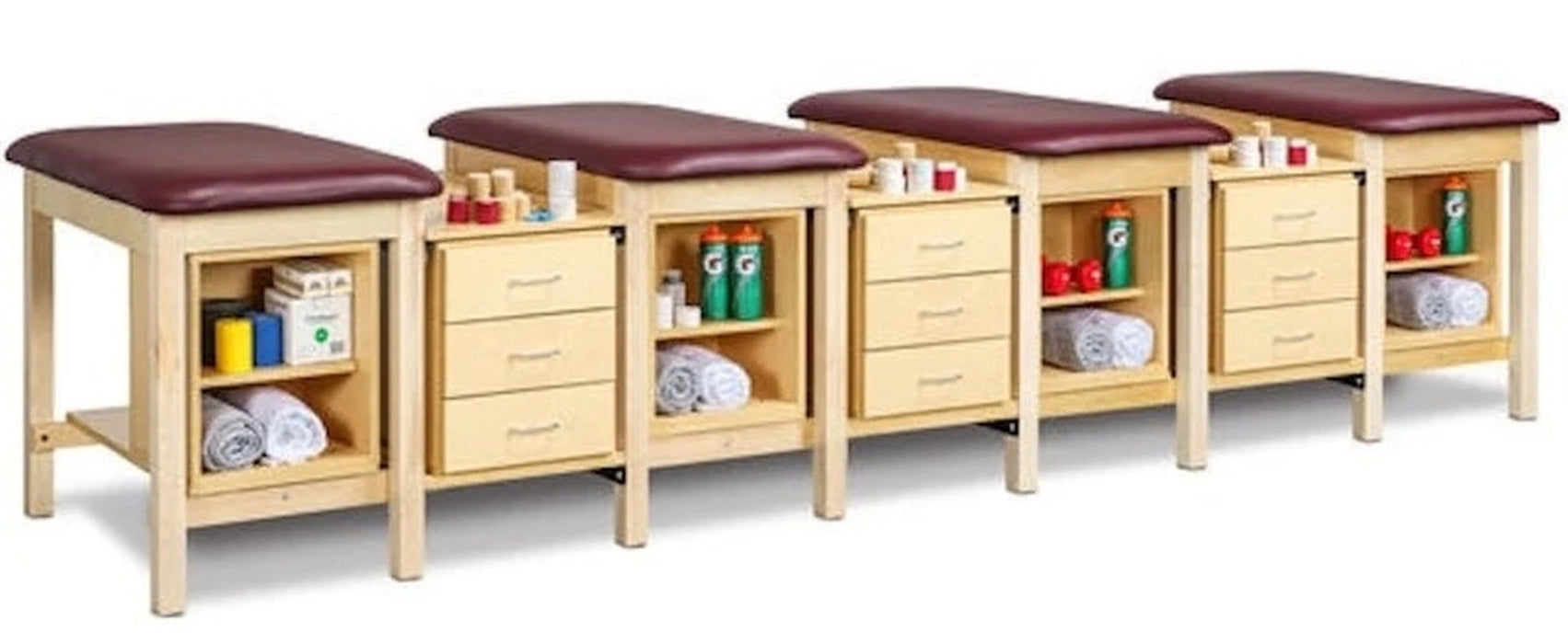 Sports Classic Taping Treatment Station w/ Tier Shelf Box & Drawer Storage [2. 5 Seat Options]