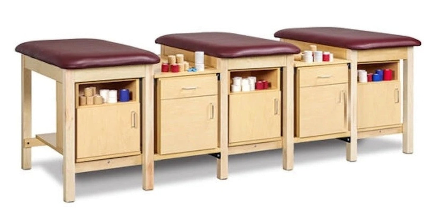 Sports Classic 3-Seat Taping Treatment Station w/ Open Shelf, Door & Drawer Storage