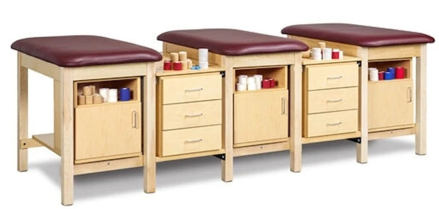 Sports Classic 3-Seat Taping Treatment Station w/ Open Shelf, Door & Drawer Boxes