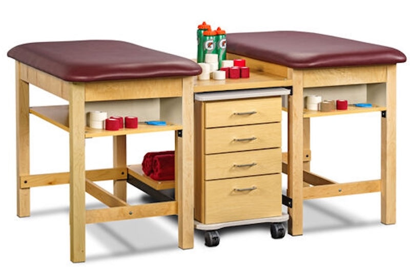 Sports Classic 2-Seat Taping Treatment Station w/ Shelves & 4 Drawer Cart-Mate