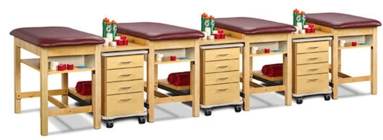 Sports Classic 5-Seat Taping Treatment Station w/ Shelves & 4 Drawer Cart-Mate
