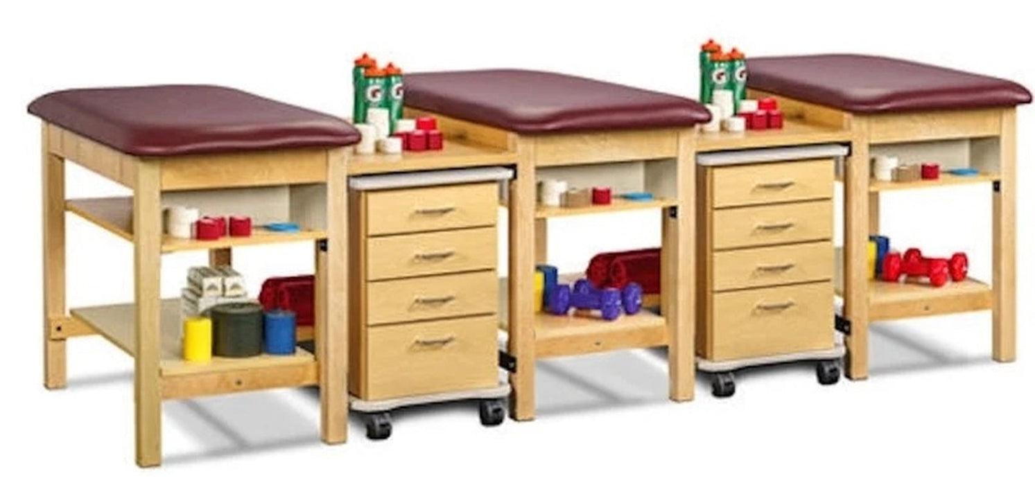Sports Classic 3-Seat Taping Treatment Station w/ 4 Drawer Cart-Mate, Lower Shelf & E-Z Access Upper Shelf Compartment