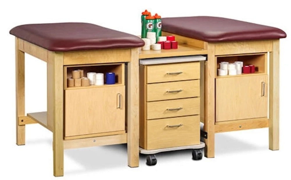 Sports Classic 2-Seat Taping Treatment Station w/ Shelf, Door & 4 Drawer Cart-Mate