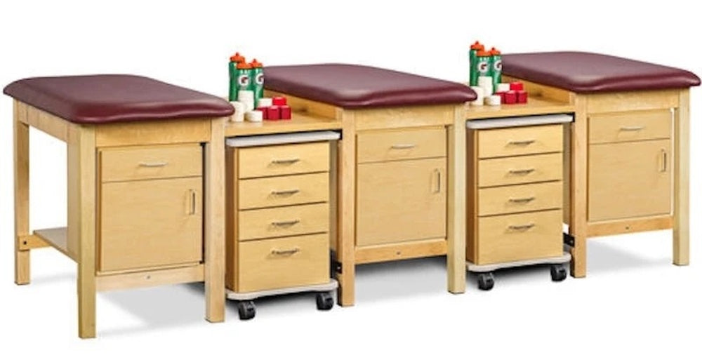 Sports Classic 3-Seat Taping Treatment Station w/ Door, Drawer & Cart-Mate