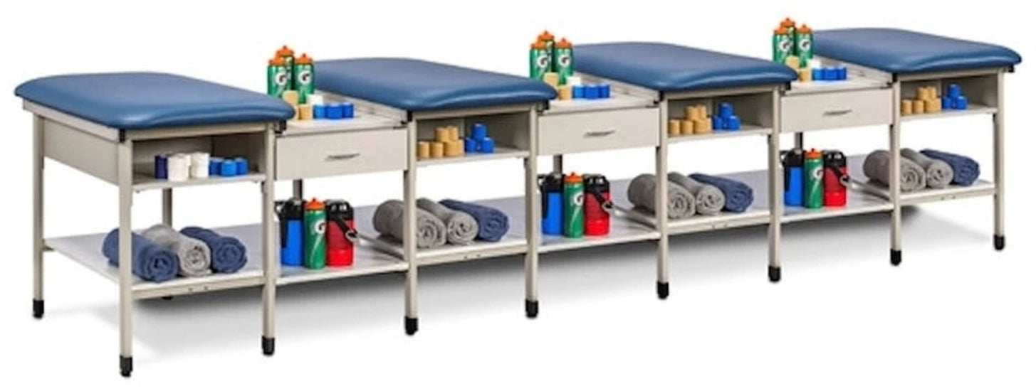 Sports Metal 4-Seat Taping Treatment Station w/ Shelving