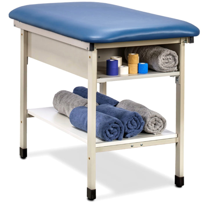 Sports Metal H-Brace Taping Treatment Table w/ Top & Bottom Shelf