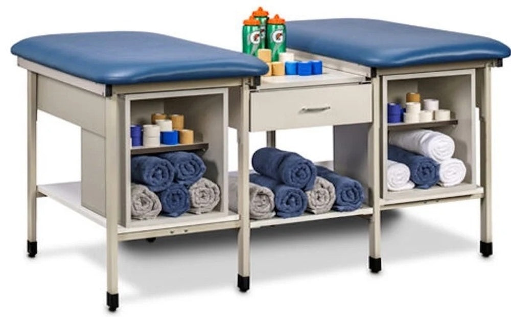 Sports Metal Ironside 2-Seat Taping Treatment Station w/ Open End Shelving