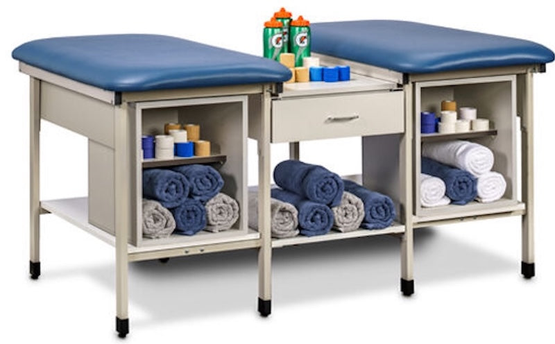 Sports Metal Ironside 2-Seat Taping Treatment Station w/ Open End Shelving