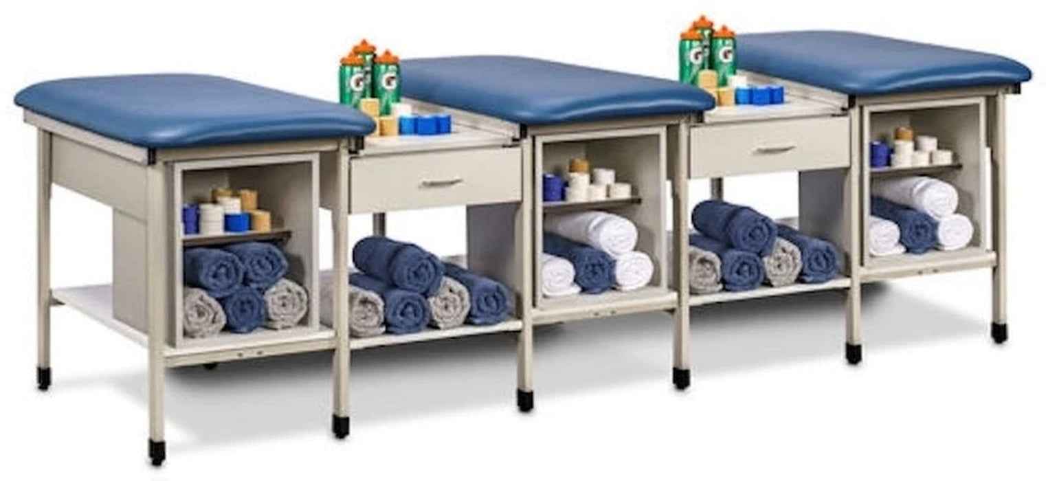Sports Metal Ironside 3-Seat Taping Treatment Station w/ Open End Shelving