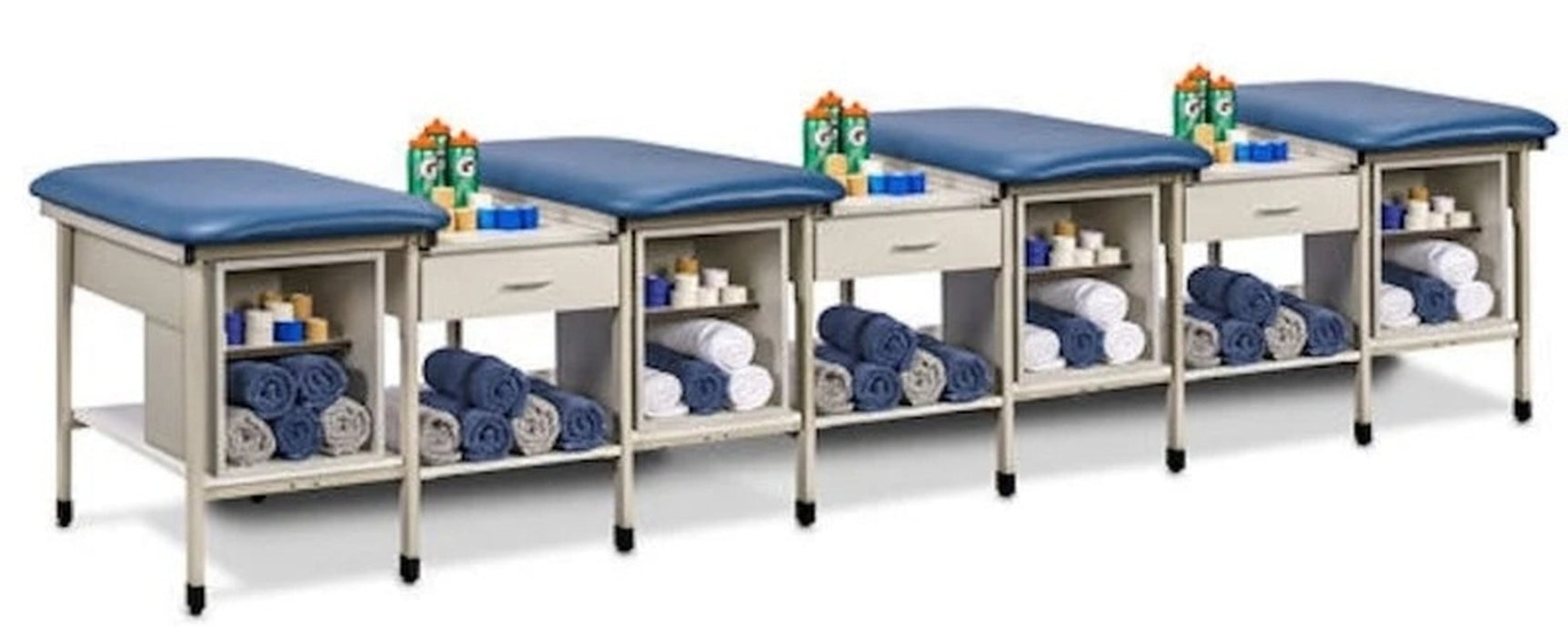 Sports Metal Ironside Taping Treatment Station w/ Open End Shelving [2. 5 Seat Options]