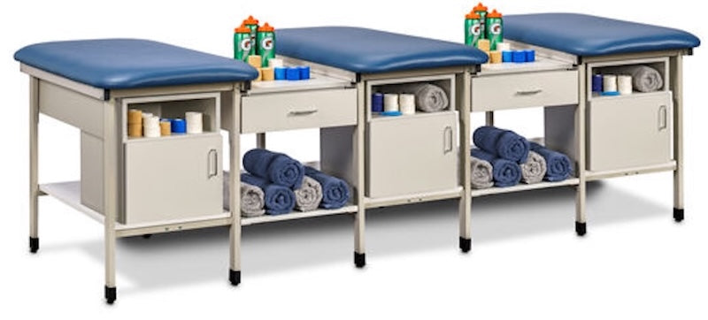 Sports Metal Ironside 3-Seat Taping Treatment Station w/ Open End Cabinet