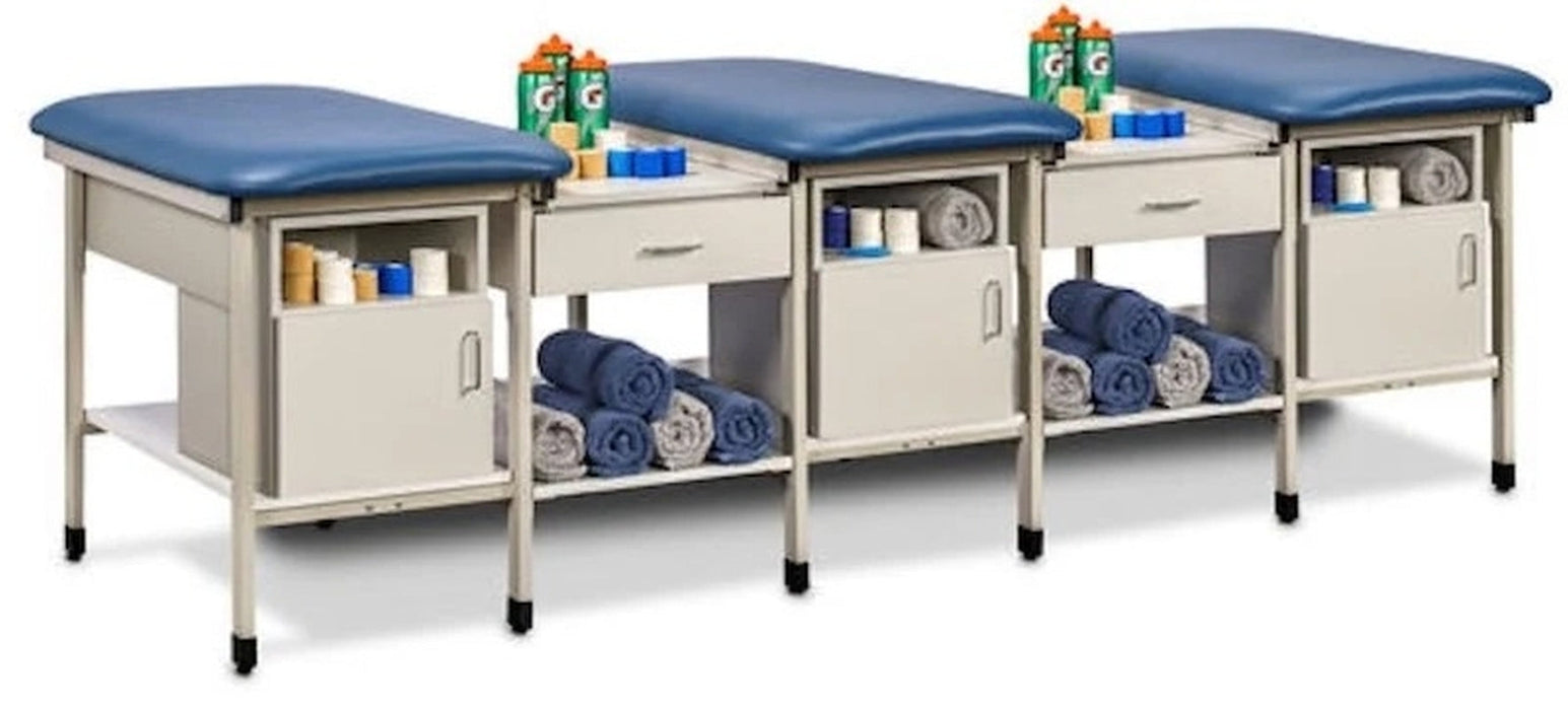 Sports Metal Ironside 3-Seat Taping Treatment Station w/ Open End Cabinet