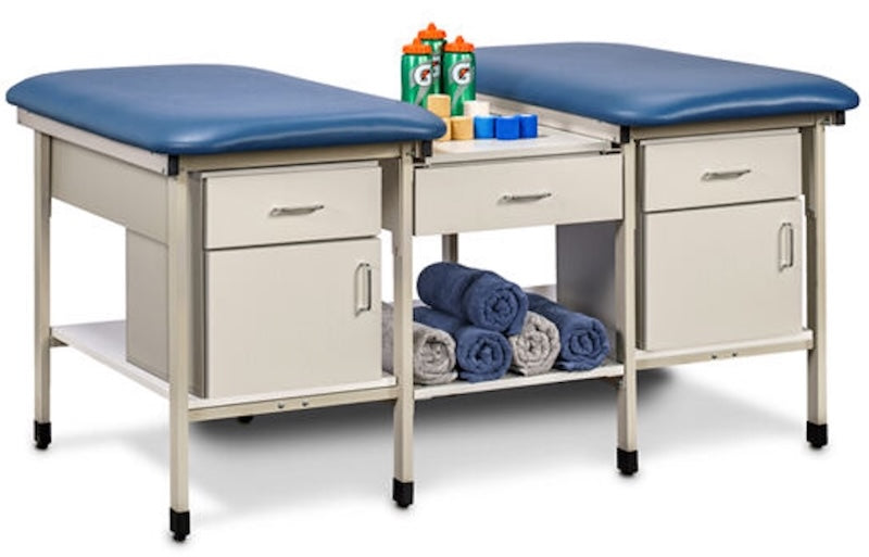 Sports Metal Ironside 2-Seat Taping Treatment Station w/ Shelf & Drawer