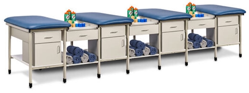 Sports Metal 5-Seat Taping Treatment Station w/ Shelf & Drawer