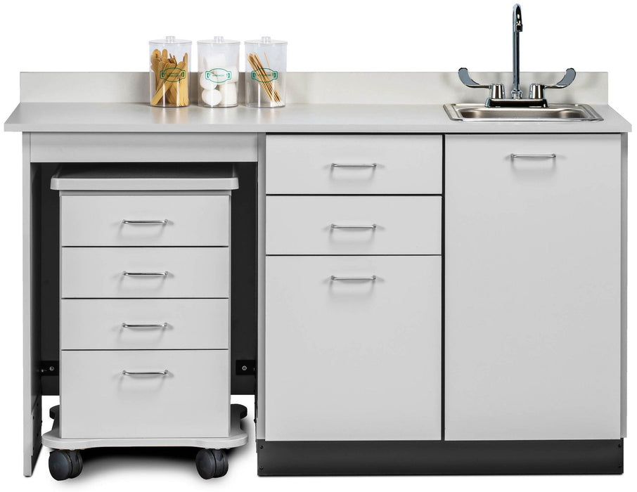 60"W Base Cabinet w/ Mobile Cart-Mate on Left. Drawers in Center