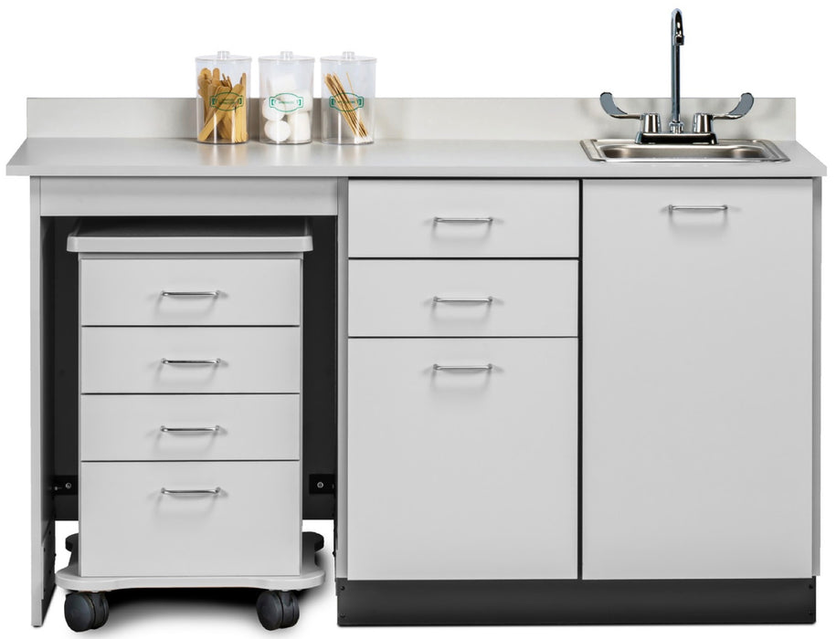 60"W Base Cabinet w/ Mobile Cart-Mate. Drawers in Center