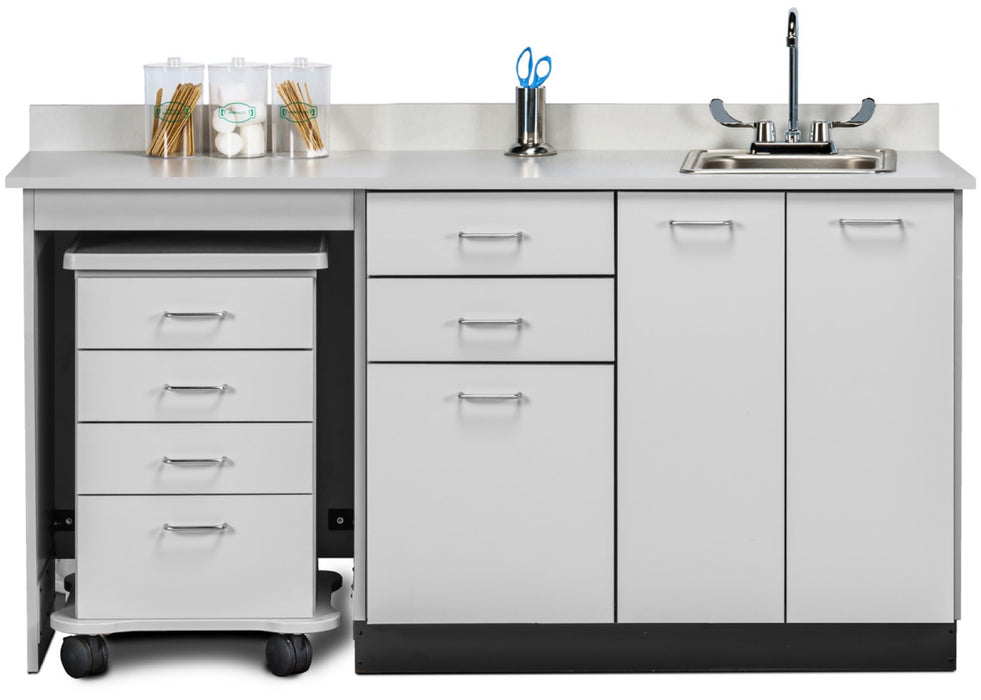 66"W Base Cabinet w/ Mobile Cart-Mate. Drawers in Center
