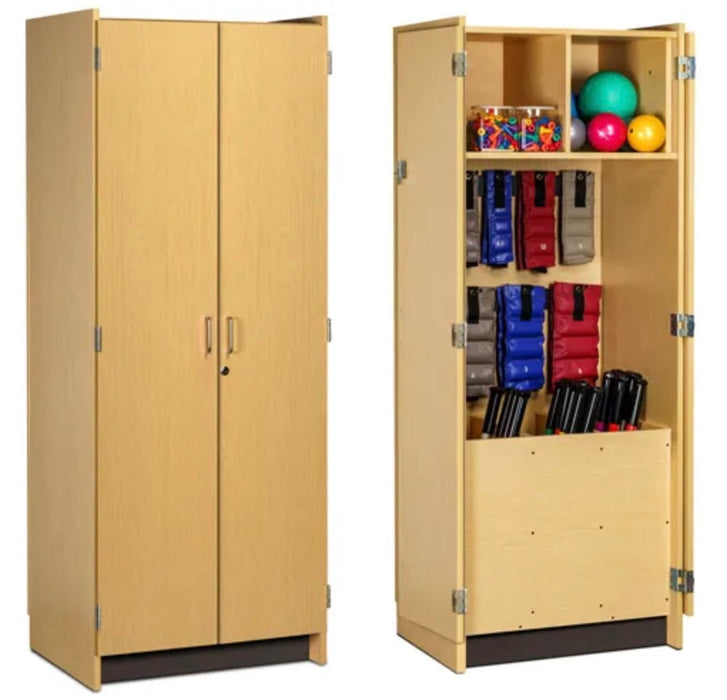 Therapy Storage Cabinet w/ Double Doors & Weight Bar Storage